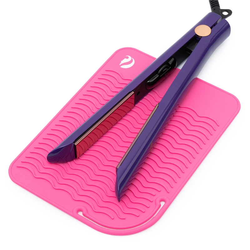 1pc Curling Iron Heat-resistant Mat & Straightener, Curler Silicone Pad  Pouch - Pink